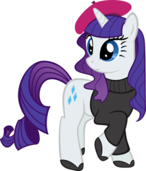 Size: 1220x1435 | Tagged: safe, artist:choedan-kal, rarity, pony, unicorn, g4, beatnik rarity, beret, clothes, female, hat, simple background, solo, transparent background, vector