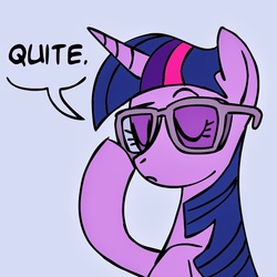 Size: 945x945 | Tagged: safe, artist:megasweet, twilight sparkle, g4, female, glasses, quite, simple background, solo
