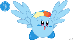 Size: 1898x1048 | Tagged: safe, artist:silver-soldier, rainbow dash, puffball, g4, female, kirby, kirby (series), kirby dash, kirbyfied, simple background, slashy intensifies, solo, species swap, transparent background, vector