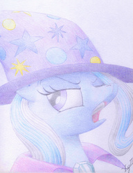 Size: 3220x4200 | Tagged: safe, artist:xeviousgreenii, trixie, pony, unicorn, g4, female, mare, open mouth, solo, traditional art