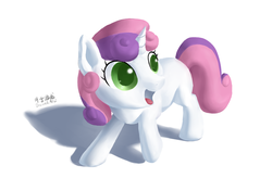 Size: 800x526 | Tagged: safe, artist:draconidsmxz, sweetie belle, pony, unicorn, g4, female, filly, open mouth, solo