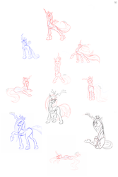 Size: 3000x4500 | Tagged: safe, artist:briarspark, queen chrysalis, changeling, changeling queen, g4, bugbutt, butt, female, looking back, lying down, monochrome, on back, plot, raised hoof, sitting, sketch, smiling