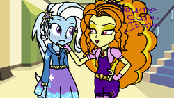 Size: 753x424 | Tagged: safe, artist:ktd1993, adagio dazzle, trixie, pony, unicorn, equestria girls, g4, duo, female, lesbian, mare, ship:triagio, shipping