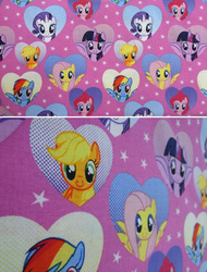 Size: 1280x1688 | Tagged: safe, part of a set, applejack, fluttershy, pinkie pie, rainbow dash, rarity, twilight sparkle, alicorn, pony, g4, fabric, female, heart, jo-ann's fabrics, mane six, mare, merchandise, photo, twilight sparkle (alicorn)