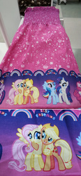 Size: 1280x2752 | Tagged: safe, part of a set, applejack, fluttershy, pinkie pie, rainbow dash, rarity, twilight sparkle, alicorn, pony, g4, best friends, fabric, irl, jo-ann's fabrics, mane six, merchandise, photo, twilight sparkle (alicorn)