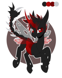 Size: 950x1198 | Tagged: safe, artist:silkensaddle, oc, oc only, changeling, commission, male, red changeling, solo
