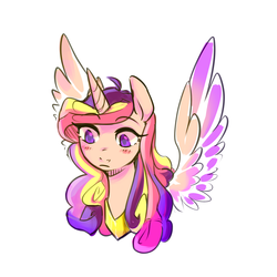 Size: 1280x1280 | Tagged: safe, artist:catzino, princess cadance, alicorn, pony, g4, blushing, bust, female, mare, portrait, simple background, solo, white background, wings