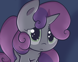Size: 1250x1000 | Tagged: safe, artist:spikedmauler, sweetie belle, pony, unicorn, g4, anxious, cute, diasweetes, female, frown, go ask sweetie belle, nervous, scared, solo