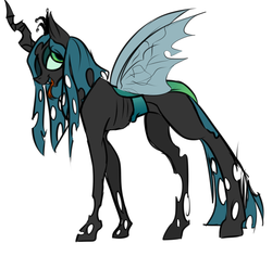 Size: 1024x965 | Tagged: safe, artist:fish-ears, queen chrysalis, changeling, changeling queen, g4, crown, female, jewelry, regalia, skinny, solo, thin, tongue out