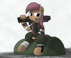 Size: 3000x2448 | Tagged: safe, artist:ashtoneer, scootaloo, g4, female, high res, solo, weapon