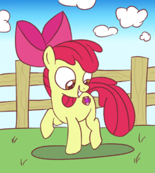 Size: 945x1049 | Tagged: safe, artist:php47, apple bloom, g4, cutie mark, female, raised hoof, smiling, solo, the cmc's cutie marks
