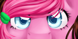 Size: 900x450 | Tagged: safe, artist:nothingspecialx9, pinkie pie, earth pony, pony, g4, close-up, eye, eyes, female, persona eyes, solo, stare