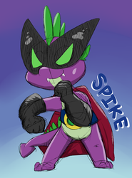 Size: 1024x1386 | Tagged: safe, artist:martinhello, spike, g4, power ponies (episode), colored sketch, humdrum costume, male, power ponies, solo