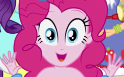 Size: 550x340 | Tagged: safe, screencap, pinkie pie, equestria girls, g4, cropped, humane five's encounter, out of context