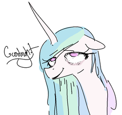 Size: 743x700 | Tagged: safe, artist:nobody, princess celestia, g4, female, floppy ears, missing accessory, solo, tired