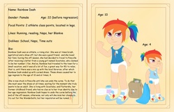 Size: 1113x718 | Tagged: safe, artist:the-crusader-network, rainbow dash, human, g4, age regression, diaper, humanized, pullup (diaper)