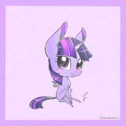 Size: 1000x1000 | Tagged: safe, artist:kotezio, twilight sparkle, alicorn, pony, g4, chibi, female, mare, sitting, solo, twilight sparkle (alicorn)