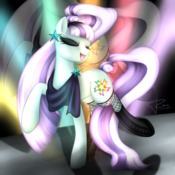 Size: 1800x1800 | Tagged: safe, alternate version, artist:puggie, coloratura, g4, season 5, the mane attraction, boots, countess coloratura, dancing, female, fishnet stockings, lights, singing, solo, stage, stars