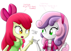 Size: 3500x2500 | Tagged: safe, artist:graytyphoon, apple bloom, sweetie belle, equestria girls, g4, high res