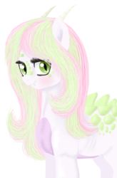 Size: 578x879 | Tagged: safe, artist:unoriginai, spike, oc, oc only, oc:lotus lullaby, dracony, hybrid, cute, interspecies offspring, looking at you, offspring, parent:spike, parent:sweetie belle, parents:spikebelle, simple background, solo, transparent background