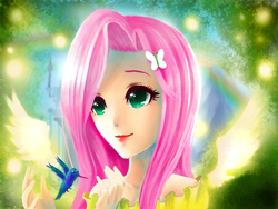 Size: 2500x1875 | Tagged: safe, artist:flannel-kun, fluttershy, human, g4, female, humanized, solo