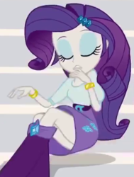 Size: 400x530 | Tagged: safe, screencap, rarity, equestria girls, g4, my little pony equestria girls: rainbow rocks, boots, clothes, cropped, female, finger bite, legs, schrödinger's pantsu, skirt, solo, thighs, upskirt