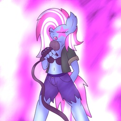 Size: 5000x5000 | Tagged: safe, artist:thensfwmaj, trixie, anthro, g4, absurd resolution, breasts, cleavage, female, microphone, nail polish, singing, solo