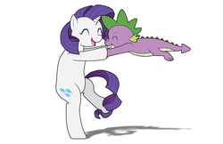 Size: 1024x663 | Tagged: safe, artist:bico-kun, rarity, spike, g4, female, male, shadow, ship:sparity, shipping, simple background, spinning, straight, white background