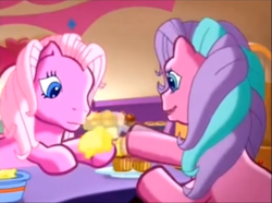 Size: 1032x767 | Tagged: safe, screencap, pinkie pie (g3), sweetberry, g3, positively pink, cupcake, food, frosting