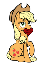 Size: 2070x3421 | Tagged: safe, artist:tsand106, part of a set, applejack, g4, female, heart, high res, mouth hold, solo, valentine