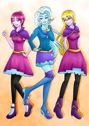 Size: 707x1000 | Tagged: dead source, safe, artist:jessiexie, fuchsia blush, lavender lace, trixie, equestria girls, g4, my little pony equestria girls: rainbow rocks, female, trixie and the illusions