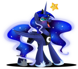 Size: 1800x1596 | Tagged: safe, artist:blackfreya, princess luna, g4, cute, female, happy, lunabetes, open mouth, simple background, smiling, solo, stars, transparent background