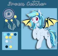 Size: 1024x985 | Tagged: safe, artist:hikariviny, oc, oc only, oc:dream catcher, bat pony, pony, solo
