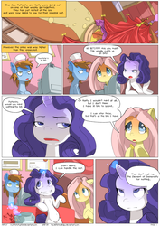 Size: 2480x3508 | Tagged: safe, artist:myfetishsituation, fluttershy, rarity, comic:fluttershy's big job, g4, bits, comic, high res, magic, out of character, spa