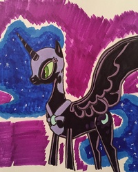 Size: 1586x1982 | Tagged: safe, artist:gdogg25, nightmare moon, alicorn, pony, g4, female, mare, solo, traditional art