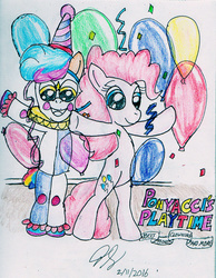 Size: 1257x1618 | Tagged: safe, artist:heromewtwo, pinkie pie, ponyacci, g4, balloon, logo, television