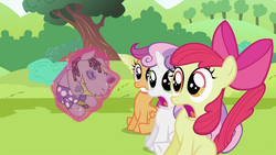 Size: 992x558 | Tagged: safe, screencap, apple bloom, scootaloo, smarty pants, sweetie belle, earth pony, pony, g4, lesson zero, cutie mark crusaders