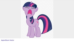 Size: 1024x627 | Tagged: safe, twilight sparkle, g4, eyes closed, fail, female, frown, open mouth, simple background, solo, vector, wat, white background, wrong pony, you had one job