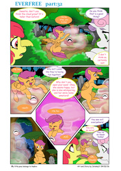 Size: 6611x9344 | Tagged: safe, artist:jeremy3, apple bloom, scootaloo, sweetie belle, earth pony, pony, comic:everfree, g4, absurd resolution, comic, crying, cute, cutealoo, cutie mark crusaders, hayao miyazaki, laughing, movie reference, my neighbor totoro, tears of laughter, tickling