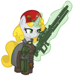 Size: 3062x3186 | Tagged: safe, artist:he4rtofcourage, oc, clothes, coat, courier, elite riot gear, fallout, fallout: new vegas, gauss rifle, ponified, simple background, transparent background, ycs-186