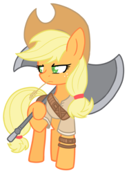 Size: 2382x3241 | Tagged: safe, artist:he4rtofcourage, applejack, earth pony, pony, g4, axe, female, high res, mare, requested art, simple background, solo, transparent background, weapon