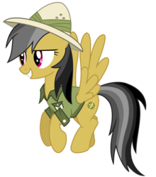 Size: 1681x1913 | Tagged: safe, artist:sketchmcreations, daring do, daring don't, g4, clothes, cute, daring dorable, female, flying, hat, pith helmet, shirt, simple background, smiling, solo, transparent background, vector
