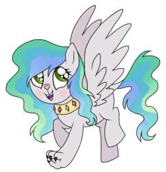 Size: 595x614 | Tagged: safe, artist:unoriginai, diamond dog, hybrid, crack shipping, female, interspecies offspring, offspring, parent:princess celestia, parent:rover, simple background, solo, transparent background