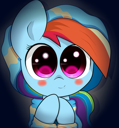 Size: 800x860 | Tagged: safe, artist:papibabidi, rainbow dash, g4, blushing, clothes, female, hoodie, looking at you, solo
