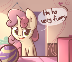 Size: 1150x1000 | Tagged: safe, artist:spikedmauler, sweetie belle, pony, unicorn, g4, computer, female, go ask sweetie belle, room, sarcastic, solo, speech bubble