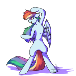 Size: 1600x1600 | Tagged: safe, artist:myralilth, rainbow dash, pony, g4, armpits, bipedal, female, solo