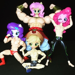 Size: 2221x2221 | Tagged: safe, applejack, fluttershy, pinkie pie, rarity, friendship is manly, equestria girls, g4, astro fighter sunred, broly, doll, dragon ball, dragon ball z, equestria girls minis, female, figma, free!, head swap, high res, irl, kinnikuman, makoto tachibana, male, not salmon, photo, pillar men, sh figuarts, suguru kinniku, sunred, toy, wat