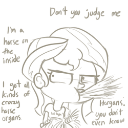 Size: 792x792 | Tagged: safe, artist:tjpones, sunset shimmer, equestria girls, :t, angry, clothes, dialogue, eating, female, frown, glare, grayscale, hay, homesick shimmer, horgans, humans doing horse things, lidded eyes, looking at you, monochrome, neigh, offscreen character, open mouth, puffy cheeks, shirt, simple background, sketch, solo, sunset wants her old digestive system back, white background