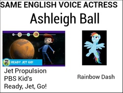 Size: 640x480 | Tagged: safe, rainbow dash, g4, ashleigh ball, exploitable meme, jet propulsion, meme, ready jet go, same voice actor