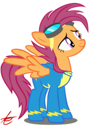 Size: 1404x1944 | Tagged: safe, artist:grandilfromponychan, scootaloo, pegasus, pony, g4, adult, female, goggles, mare, older, older scootaloo, simple background, solo, spread wings, transparent background, vector, wings, wonderbolts, wonderbolts uniform